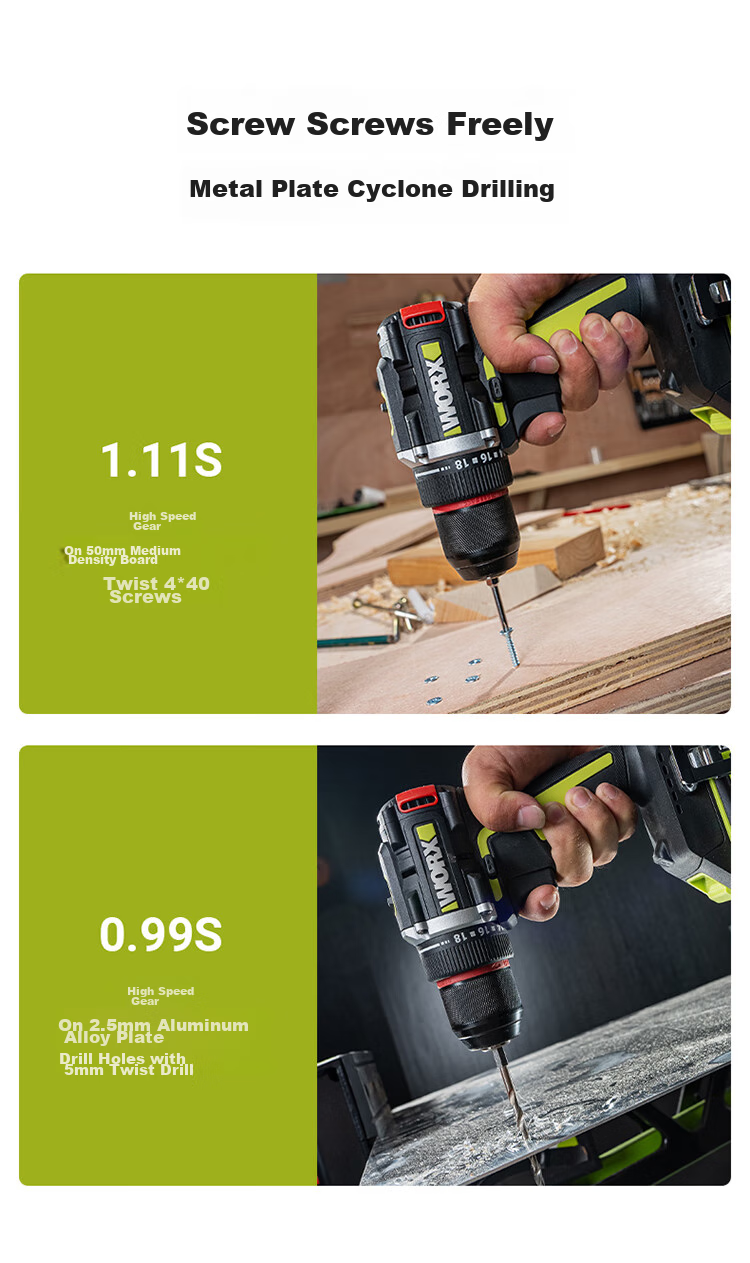 WORX 20V Brushless Electric Drill WU173 (2.0 Dual Battery), Lithium Battery Pistol Drill, Power Screwdriver, Multi-Functional Hole Puncher 5