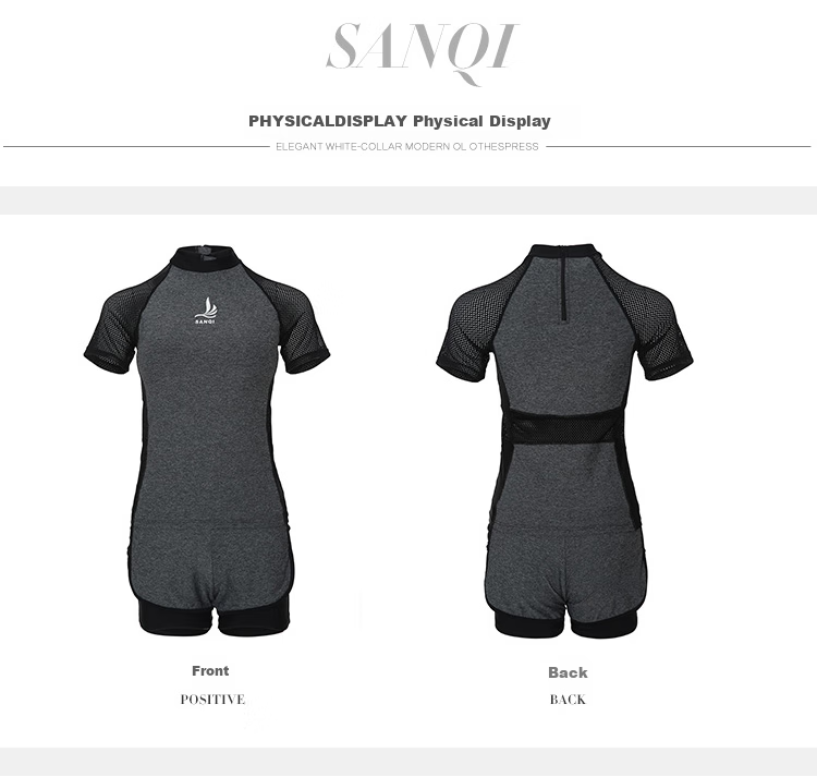 Sanqi Women's Conservative Swimsuit, Slimming Tummy Control, Boyshort Sports Two-Piece Swimwear for Plus Size, 18073 Gray XL 10