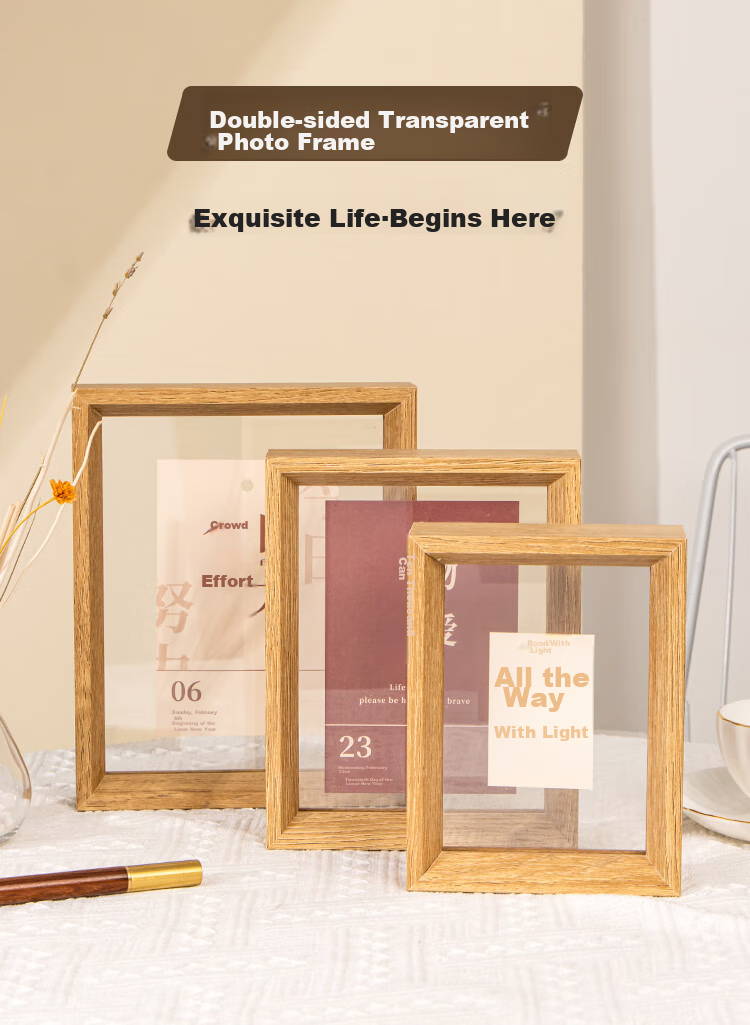 TIANSE 7-Inch Double-Sided Transparent Photo Frame, Plant Specimen Frame, Photo Book Frame, Paper-Cutting Frame, Double-Sided Transparent Glass Leaf Specimen Frame, Display Stand, Embossed Showcase Frame TS-6507 1