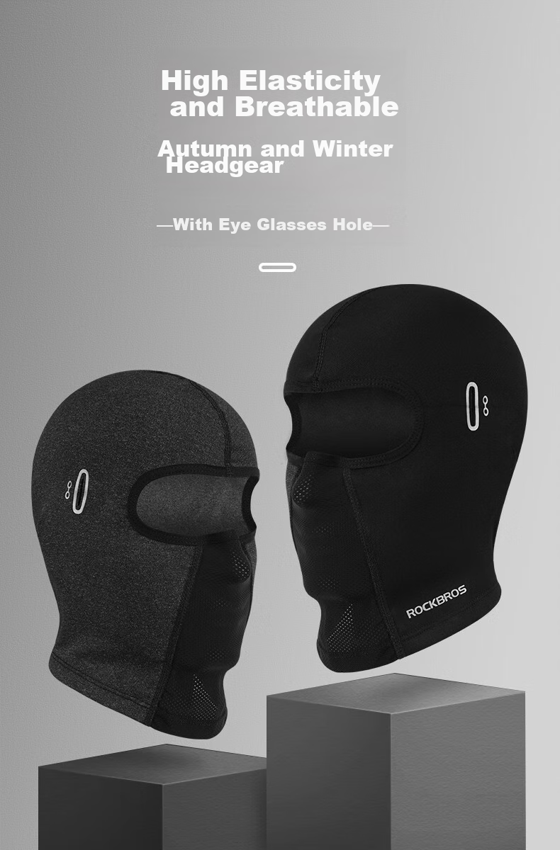 ROCKBROS , Autumn And Winter Warm Face Mask, Fleece Full-Face Motorcycle Balaclava, Outdoor Windproof Riding Neck Gaiter for Men And Women, Deep Black 1