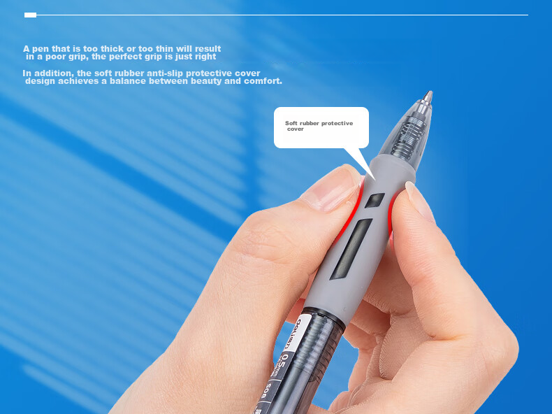 Deli Premium Smooth S08 Retractable Office Gel Pen, 0.5mm Bullet Tip, 12 Pens/box, 9 Black 2 Red 1 Blue, 33698 Gaokao Exam 12