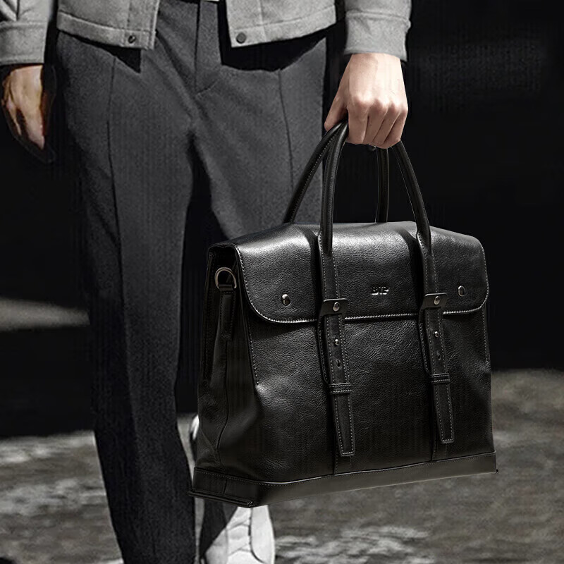 BVP Briefcase for Men, Business Top-Grain Leather Handbag, Crossbody Bag, Laptop Bag, Briefcase, Birthday Gift