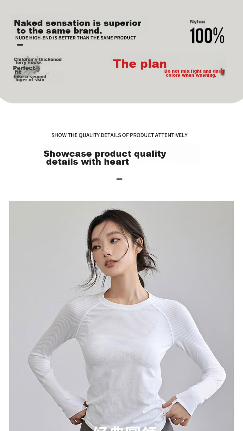 Ziyouxi Yoga Wear, Women's Slim-Fit Sports Top, Nude-Feel Quick-Dry T-Shirt, Pilates Running Fitness Training Long Sleeve 3