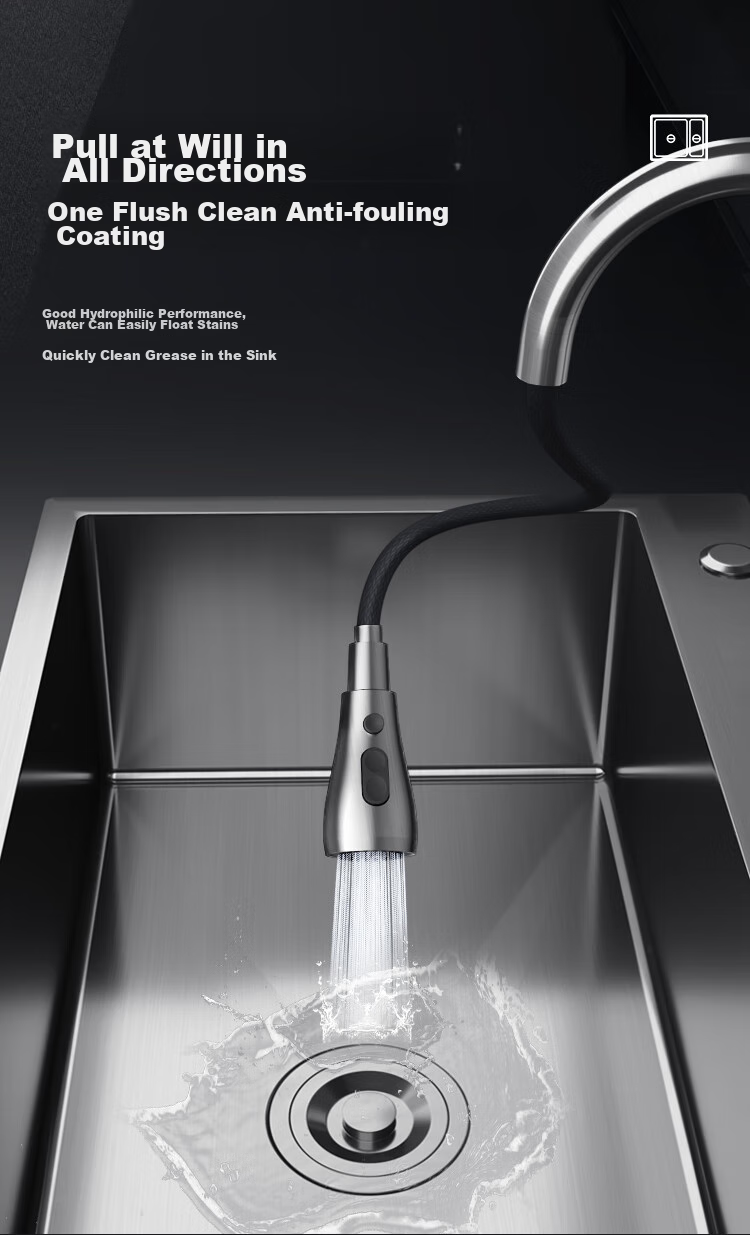 MEJUE Kitchen Sink, Stainless Steel Faucet Sink, Integrated Undermount Basin for Washing Vegetables And Dishes, Vegetable Cleaning Sink, 2467 4