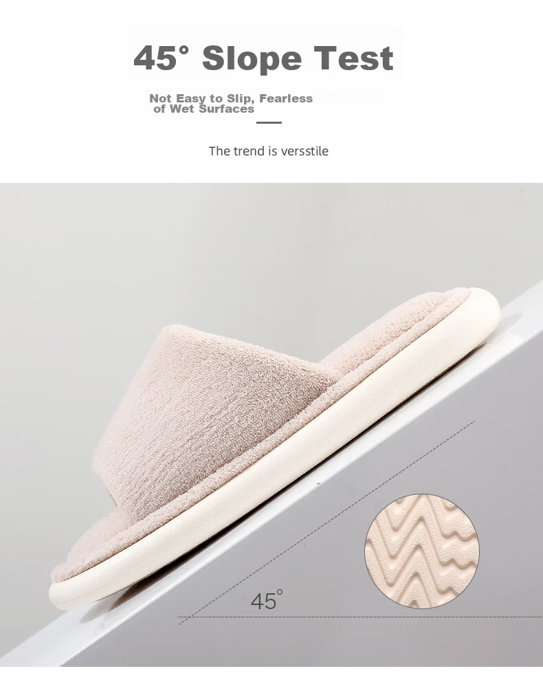 GUOLUOFEI Japanese-Style Wooden Floor Opening Cotton Slippers for Women And Men, Soft Sole Spring Autumn Home Use All Seasons Couple's Slippers Beige 40-41 7