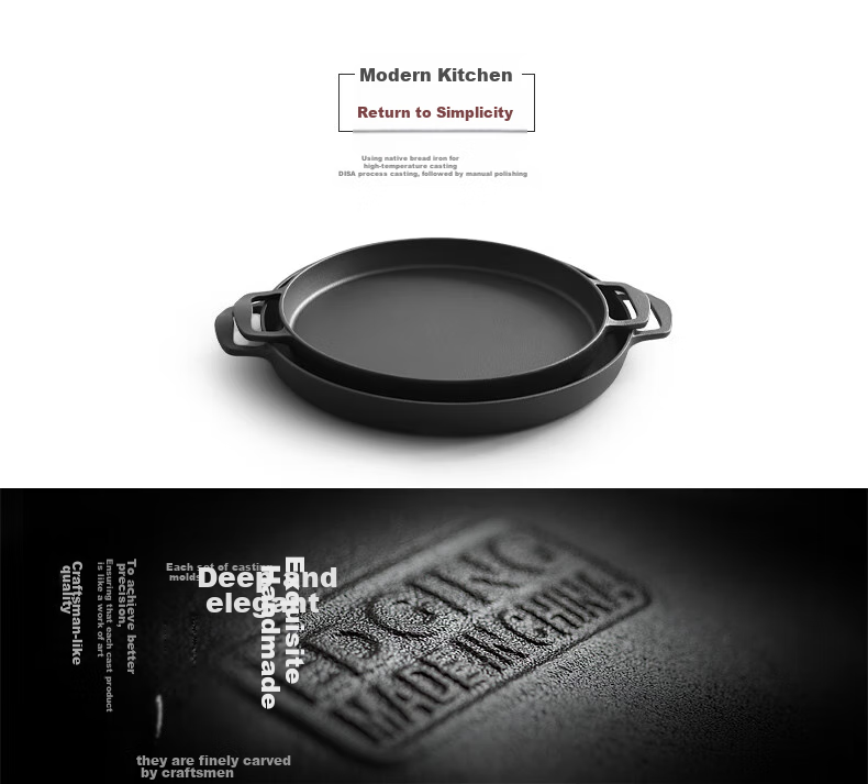 Dianjiang Cast Iron Frying Pan, Flat Bottom Pan, Outdoor Barbecue Plate, 34cm Uncoated Iron Plate, Grilled Meat And Steak Pan, Pancake Griddle 12