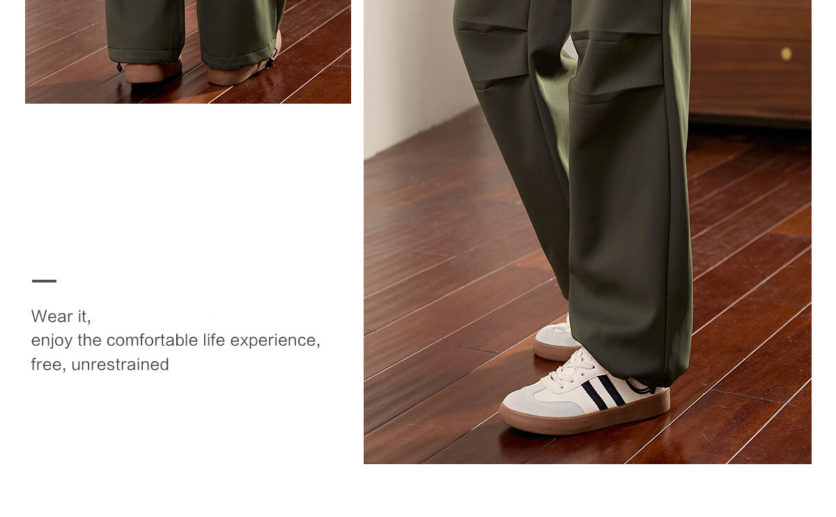 Halo Queen Women's Casual Pants, American-Style Breathable Loose Cargo Pants, High-Waisted Draping Parachute Pants H13KK2711 39