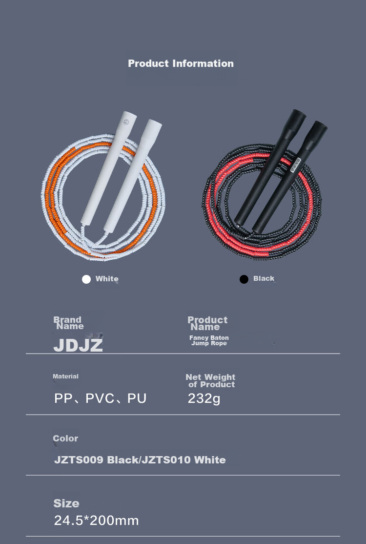 JD Original Command Baton Jump Rope with Bamboo Joint PVC Three-In Jump Rope for Adults, Weight Loss, Childre 14