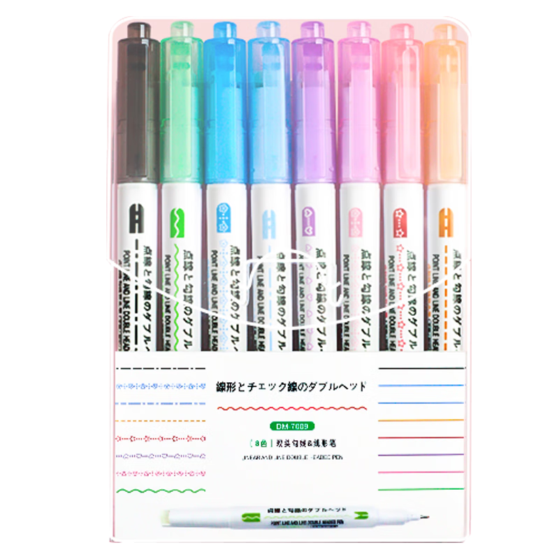 Jinzhi 8-Pack Floral Pattern Outline Curves Pen, Dual-Tip Journal Pattern Color Marking Floral Pattern Fluorescent Pen, Children's Outlining Multi-Functional Floral Line Handwritten Report Special Pe