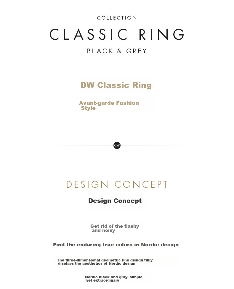 DanielWellington DW Ring for Women, Classic Couple Rings in Space Gray, Size 56, DW374 Birthday Gift for Girls 2