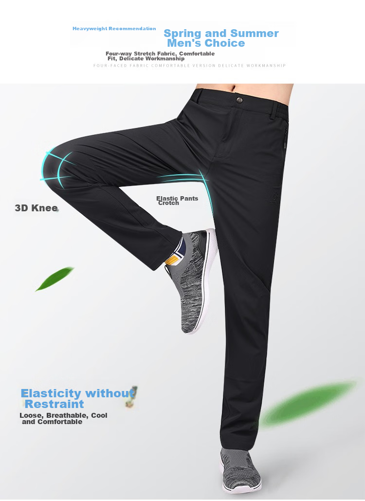 TECTOP Quick-Dry Pants Outdoor Stretch Breathable Fast-Drying Hiking Pants Men's Rock Gray 3XL 3