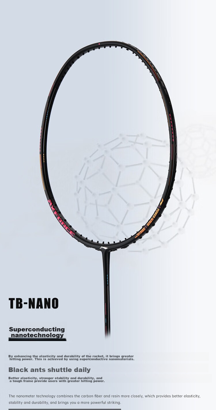 Li-Ning Badminton Racket, Thunder Small Steel Cannon, High Weight, Black, Full Carbon Fiber, Professional Offensive Type Racket, Single Racket, 5U Unstrung 2