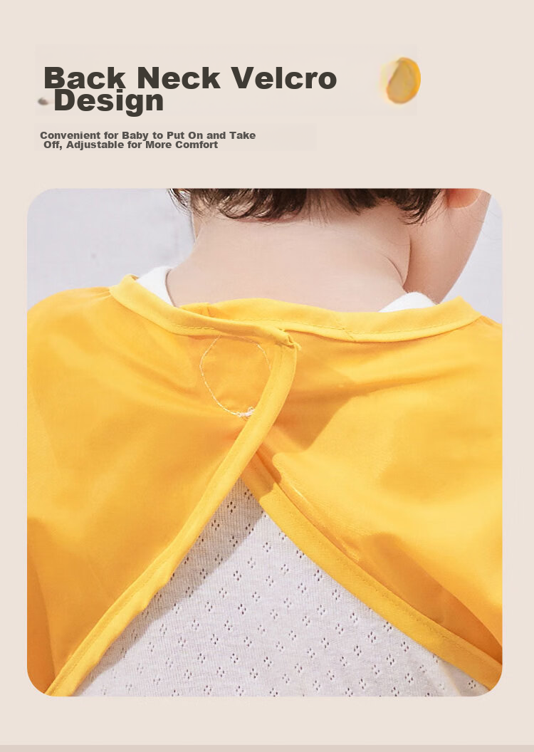 Aibaoshi Children's Apron, Spring And Autumn Long-Sleeve Style, Baby Eating Bib, Anti-Splash Clothing, Reverse Wear Drawing Apron, Yellow, S222 8