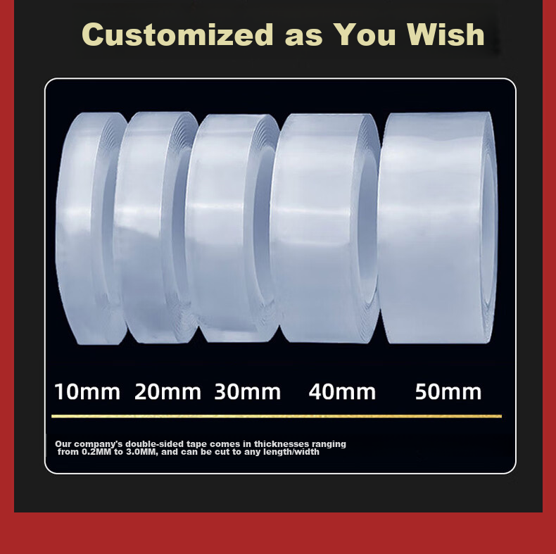 Ouliwen Transparent Tape, Nano High-Adhesion Strong Invisible Waterproof Double-Sided Tape, 50mm*3m*2mm 13