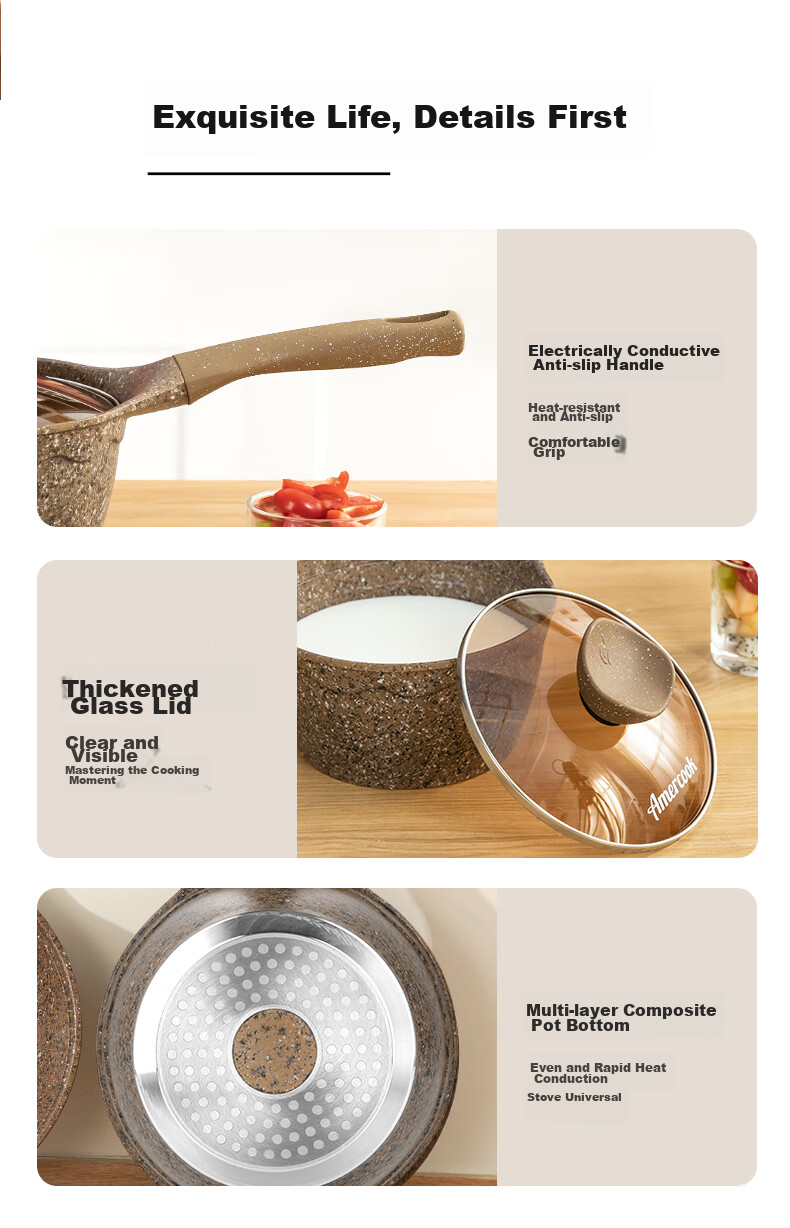 Amercook Alfitai Milk Pot, Baby Food Pot, Maifanshi Non-Stick Pot, Amier for Cooking Milk Porridge And Noodles, Suitable for Induction Cooker And Gas Stove 12