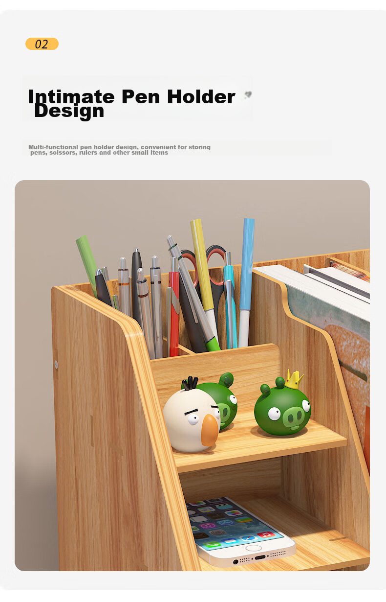 Shuranjia Drawer-Style Multi-Layer Office Desk Organizer with Lock, Cherry Wood Color 07-2 17