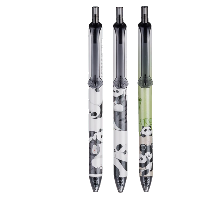 COMIX Wuhuang Wansui Retractable Gel Pen, Silent Quick-Drying High-Capacity 0.5mm Dual-Ball ST Tip Signing Pen Ink Pen, Black, 3-Pack WHGP0036-3H