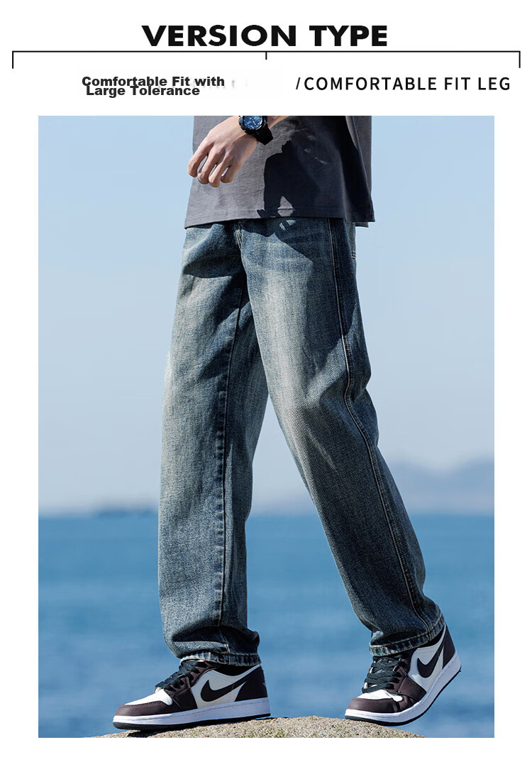JEEP High-End Men's Jeans, New Spring/summer 2026 Style, Loose Wide-Leg Pants, Casual Straight-Leg Trousers for Me 4