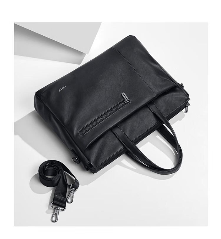 GOLF Business Briefcase, Men's Soft Leather Handbag, 15.6/16 Inch Laptop Bag, Office Travel Shoulder Crossbody Bag 13