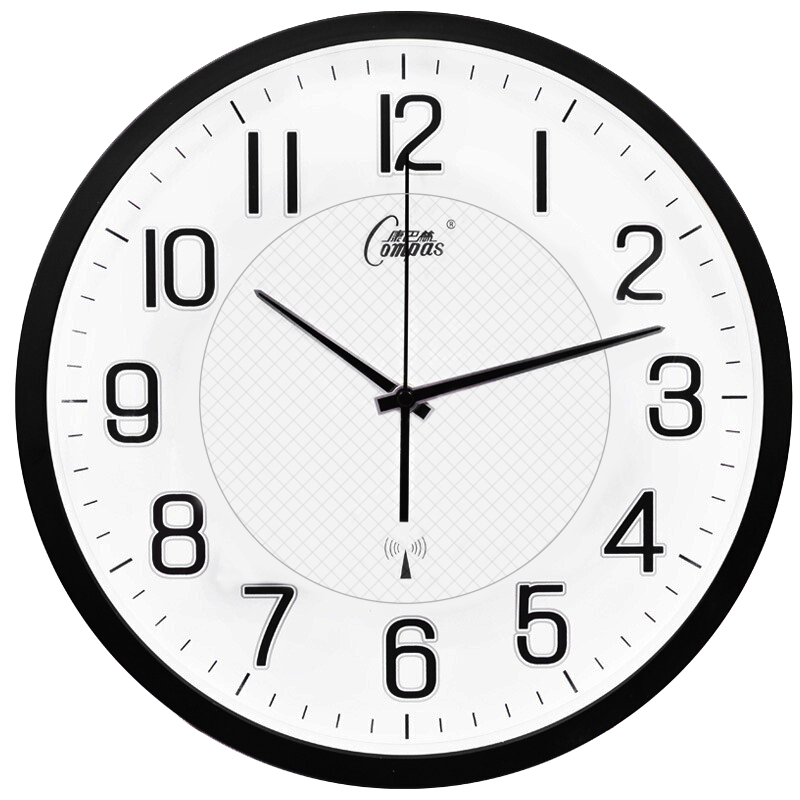 Compas Wall Clock, Automatic Time Synchronization Radio-Controlled Clock for Living Room, Classroom, Exam Room, Quiet Wall-Mounted Clock C6891 Black 35cm