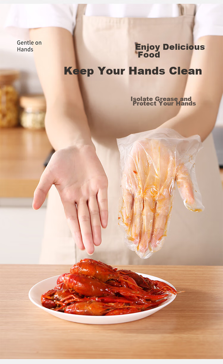 MARYYA Disposable Gloves, 200 Pieces, Food-Grade Pull-Out Plastic PE Thickened Leak-Proof Household Kitchen Transparent Film 7