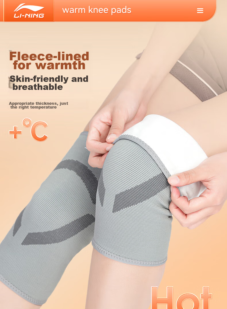 Li-Ning Knee Brace, Warm, for Men And Women, Suitable for Elderly with Cold Legs, Arthritis Protection Sleeve, Inner Wear, Autumn And Winter Leg Guard, Thickened, Cold-Proof Protective Gear 1