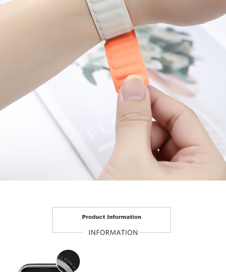 ESCASE Apple Watch Band Compatible with Apple Watch Series 11 49mm, Magnetic Liquid Silicone Strap, Skin-Friendly Breathable Lightweight Design, Orange 13