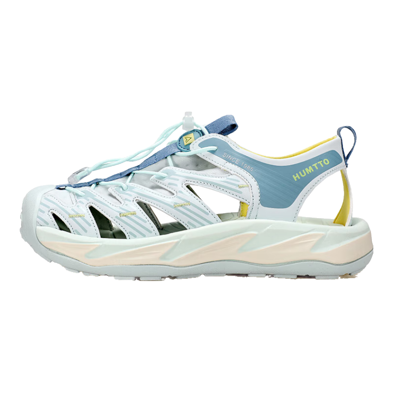 HUMTTO Outdoor Sports Sandals for Women with Closed Toe, Quick-Drying Water Shoes for Beach And Stream Trekking, Ivory White/ice Blue, Size 37