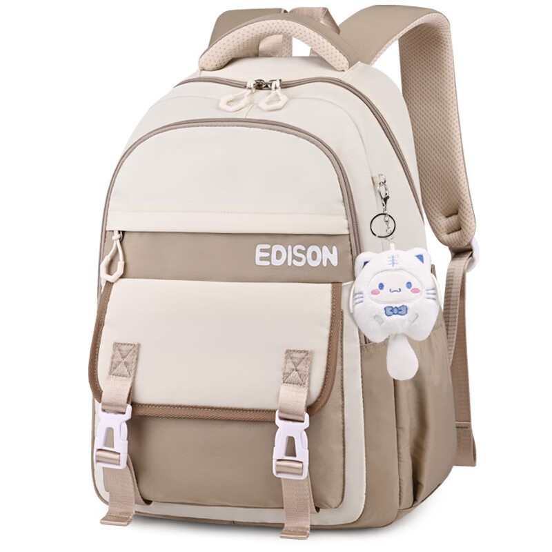 Edison Inventor Middle School Student Backpack for Junior High And High School Students, Lightweight Spine Protection Backpack for Boys And Girls, Stylish Design K013-2 Khaki