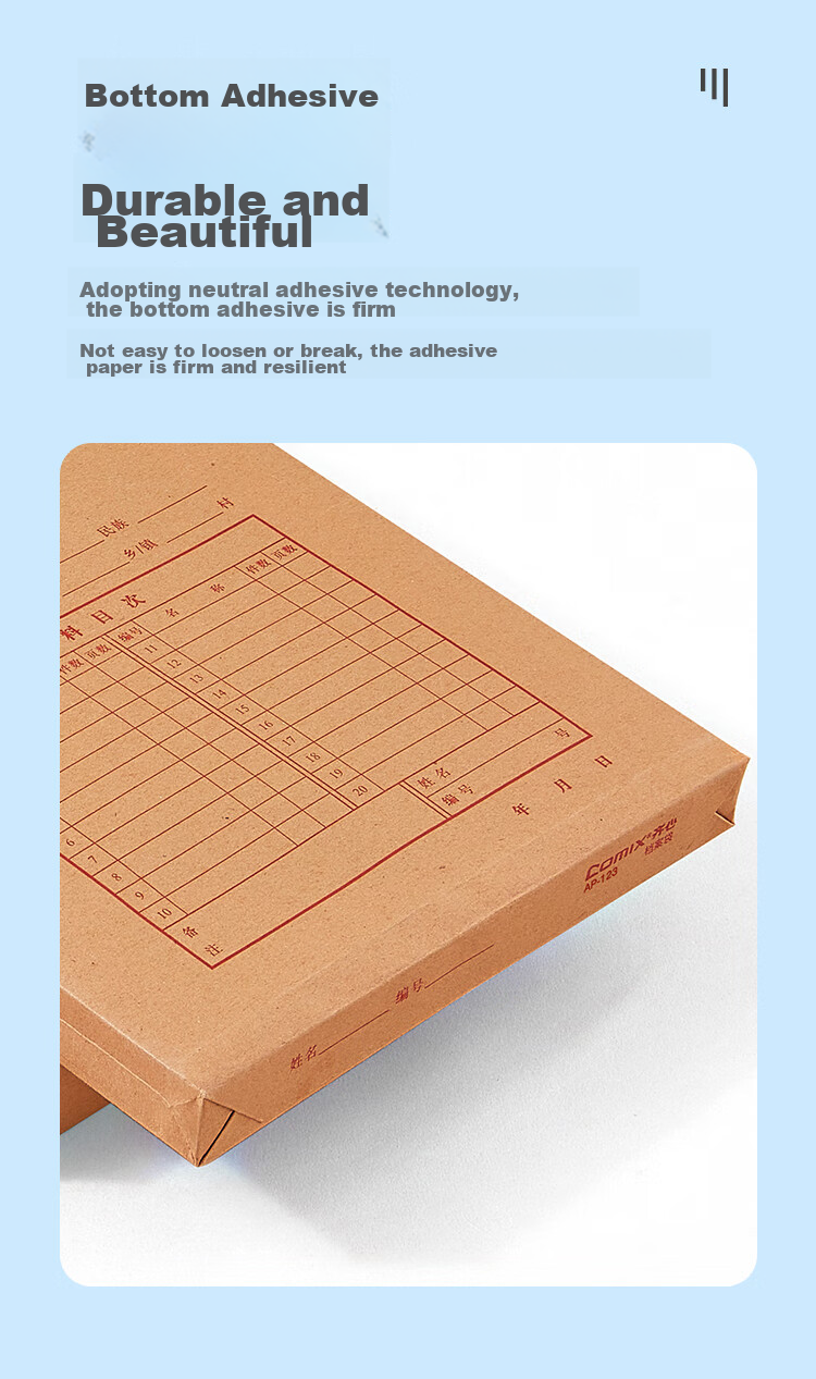 COMIX 50-Pack A4 Mixed Pulp 175g Thick Kraft Paper File Folders with 2.8cm Side Width, Document Envelopes for Tender Books, Contracts, Bills And Files, Office Supplies AP-123 6