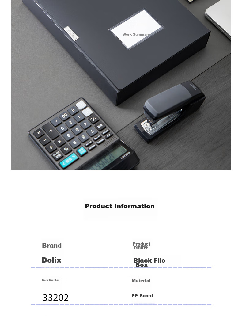 Deli 10 Pieces, 55mm A4 Plastic File Boxes, Thickened Document Boxes, Desktop Exam Storage, Accounting Supplies, 33202 Black 14