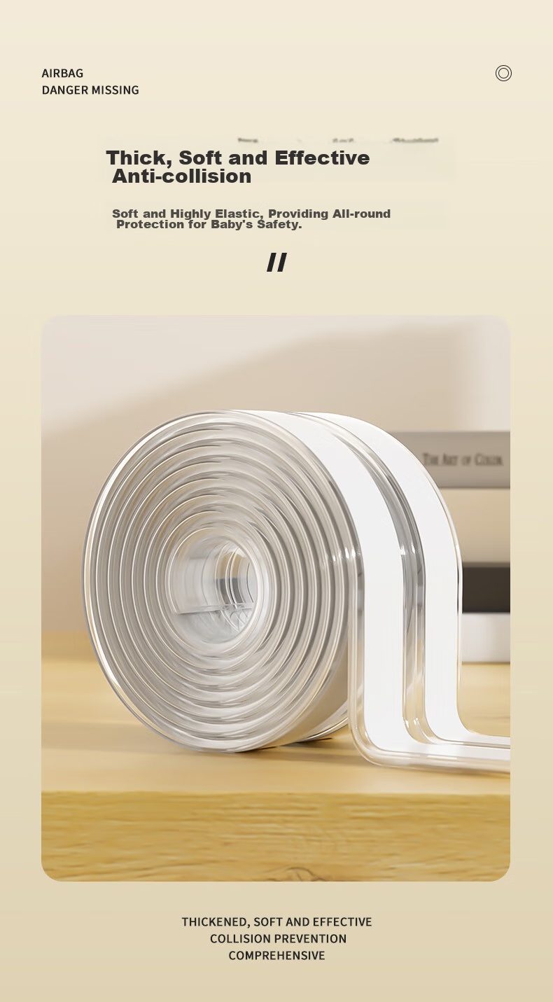 BEIDELI Transparent Hollow Anti-Collision Strip, Anti-Bump Sticker, Cushioning Soft Edge Strip, Invisible Transparent, Eco-Friendly Non-Toxic, 2 Meters 4