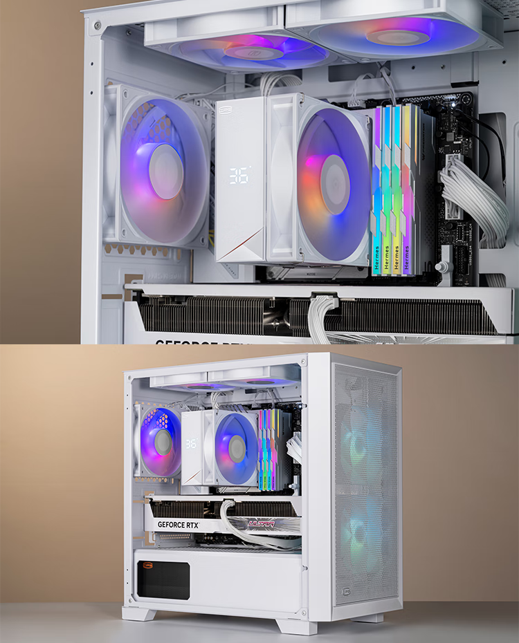 PCCOOLER RT500 ARGB WH Digital Display CPU Air Cooler (5 Heat Pipes / Temperature Display / Triangular Wave Fin / 1700 / AM5) 8