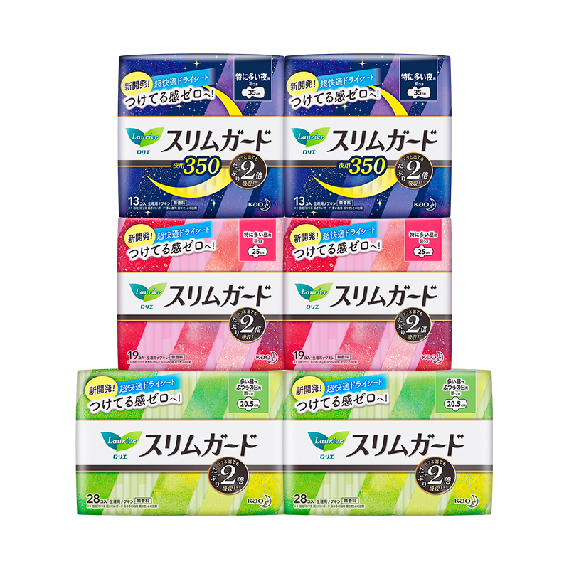 Laurier Kao Imported Zero-Touch Ultra-Thin Day And Night Comfort Sanitary Napkins Combo, 6 Packs, 120 Pieces, Menstrual Pads