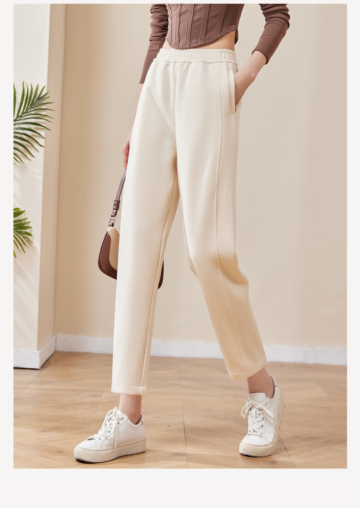 Chushen Women's Casual Pants, Fashionable And Versatile, High-Waisted Loose-Fitting Slimming Nine-Point Harem Pants, Grandma Pants S141K2005 2