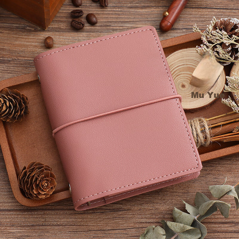 Faramon Loose-Leaf Notebook M5 Detachable Blank Notebook, High-Quality Soft Leather Journal, Portable Diary for Travel And Stamping, Bean Paste Red