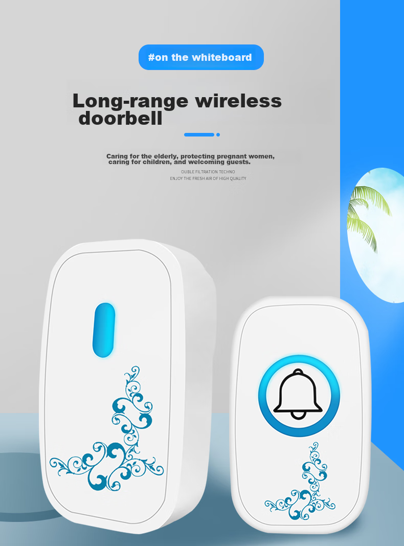 LFang A280 Wireless Doorbell for Home Use, Smart Electronic Doorbell for Elderly Call Butto 1