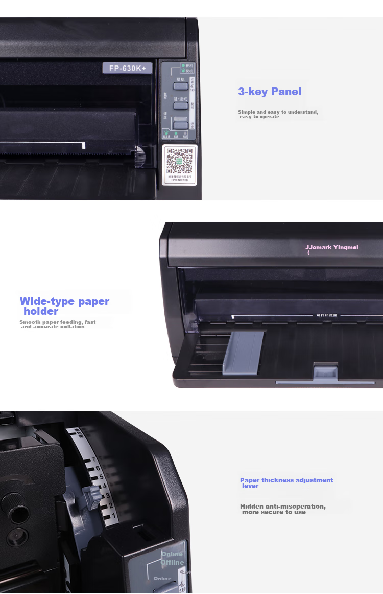 Jolimark FP-630K+ (USB+WIFI), 24-Pin 7-Part Multifunction Dot Matrix Printer, Financial Voucher Home Use, Sales Warehouse Document Continuous Paper Wireless Printing 7