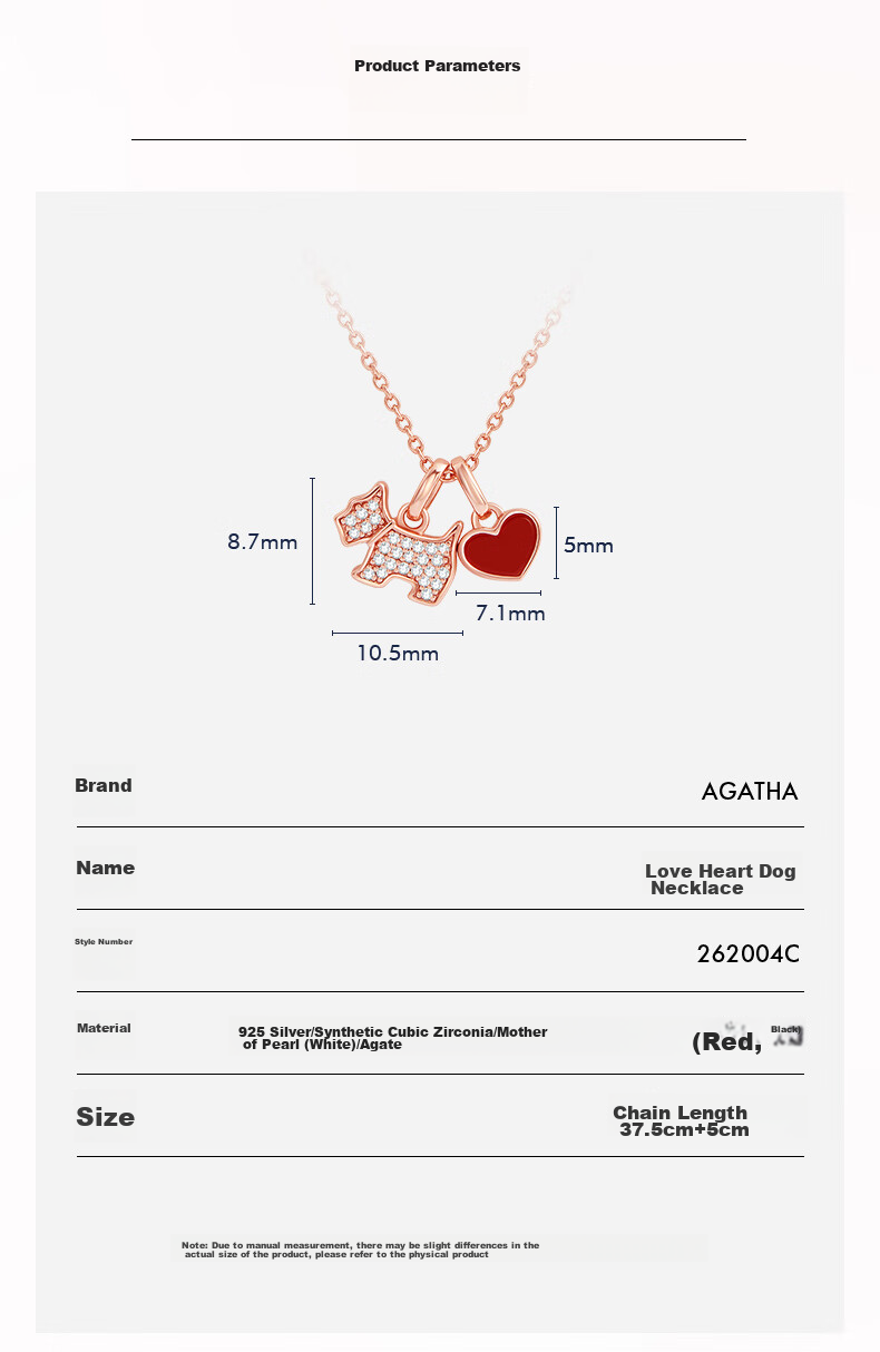AGATHA Heart-Shaped Dog Silver Necklace for Women, Birthday Gift for Girlfriend Or Wife, Elegant Pendant 5