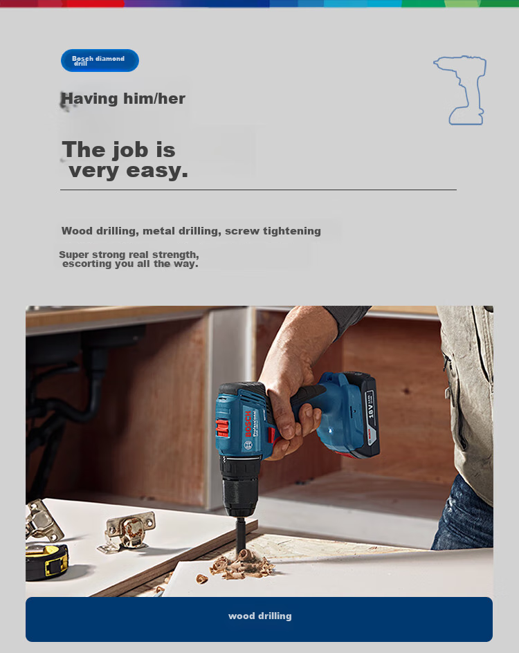 BOSCH Cordless Screwdriver Drill, Lithium Battery Handheld Drill, Screwdriver And Flat Drill, 18V GSR 185-LI, 2.0Ah Battery *1 4