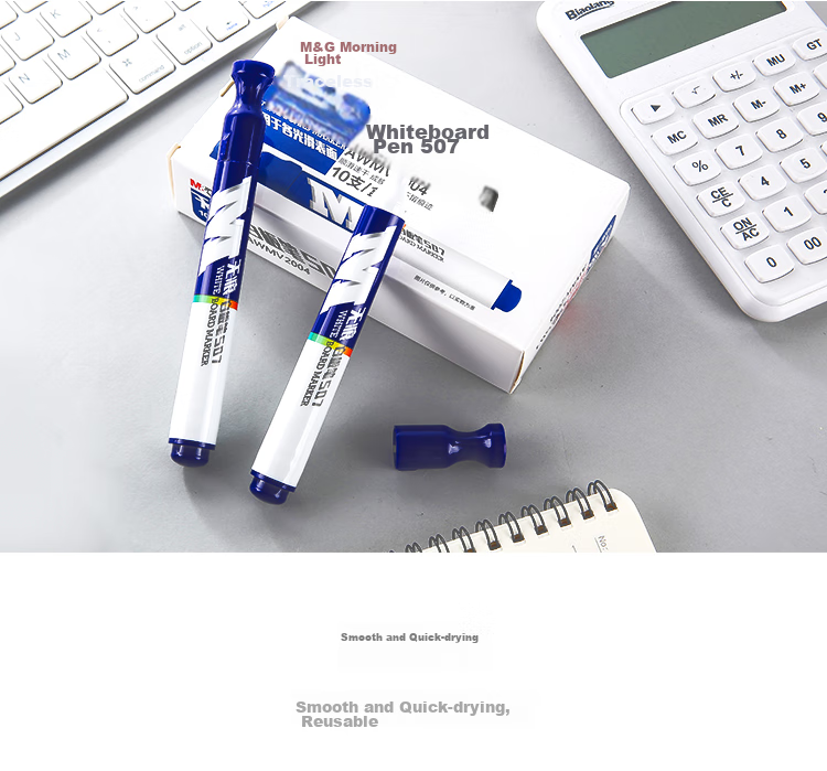M&G Stationery Erasable Whiteboard Markers D10 Single-Tip Office Meeting Pens Easy-To Whiteboard Markers Blue 10 Pcs/box AWMY2202 4