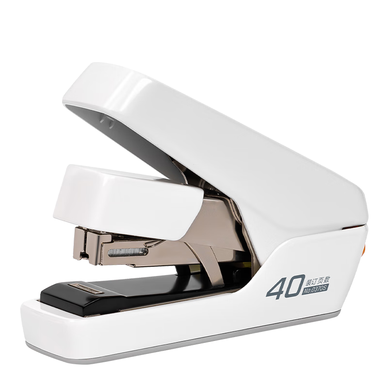 Deli [Student Stationery] Low-Effort Stapler, 40-Page Thick Flat Staples, Anti-Jamming Stapler for Student Exam Papers And Documents, Pop-Up Office Supplies, White 0370S