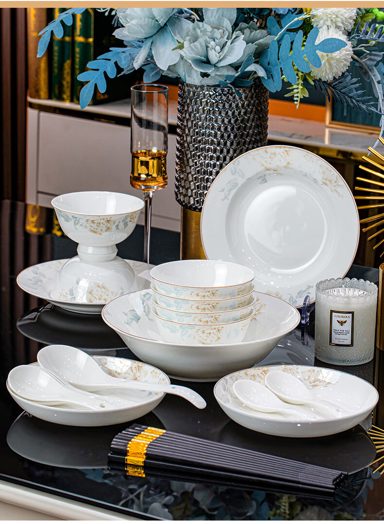 Yichen Jingdezhen Ceramic Bowl And Plate Dinnerware Set, Complete Tableware Set for Home Use, 2026 New Stylish Design, Bowls And Chopsticks, Housewarming Gift 2