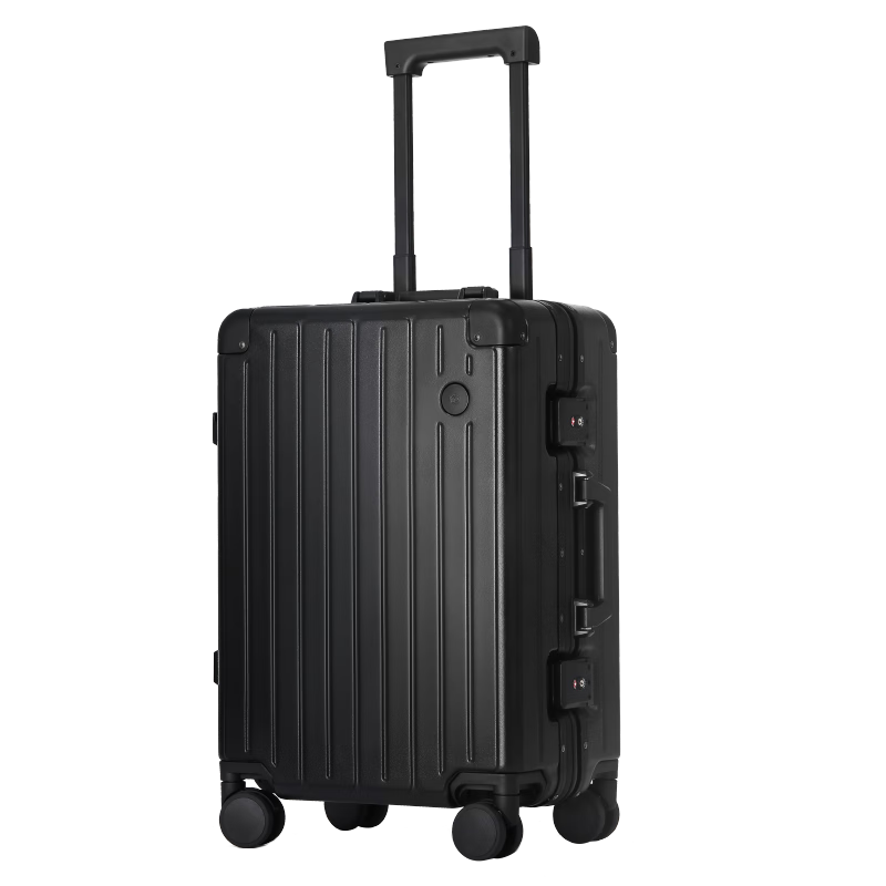 JD Original Borderless Aluminum Frame 26-Inch Suitcase for Men And Women, Trolley Case with Password Lock, Large Capacity Leather Luggage for Students, Black Mingri Delivery