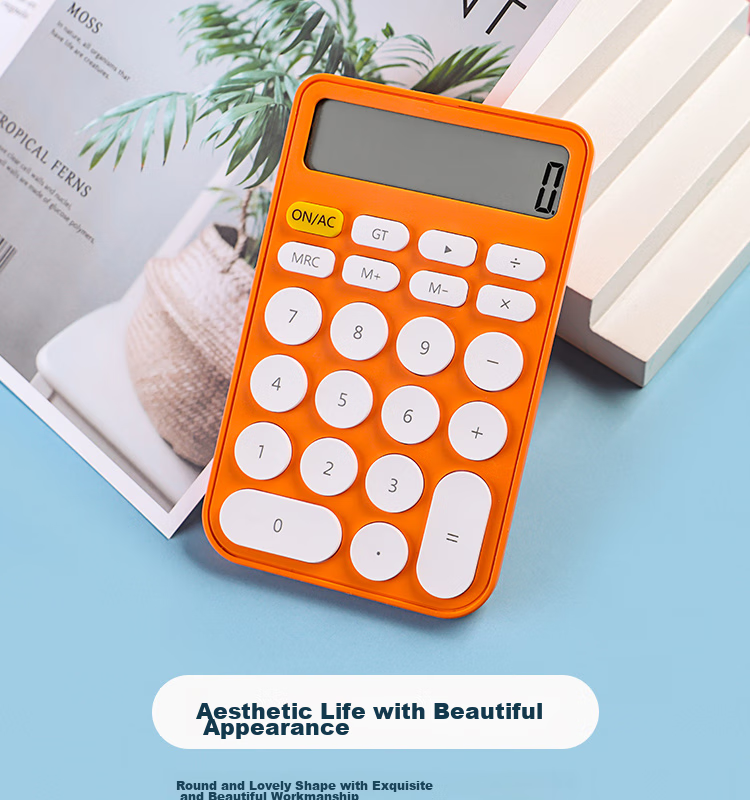 TIANSE 3c Digital All-Net Low Price Protection Candy Color Simple Calculator, 12-Digit Large Screen Fashionable Desktop Computer Tablet Portable, Office Supplies, TS-1721, Bamboo Gree 4