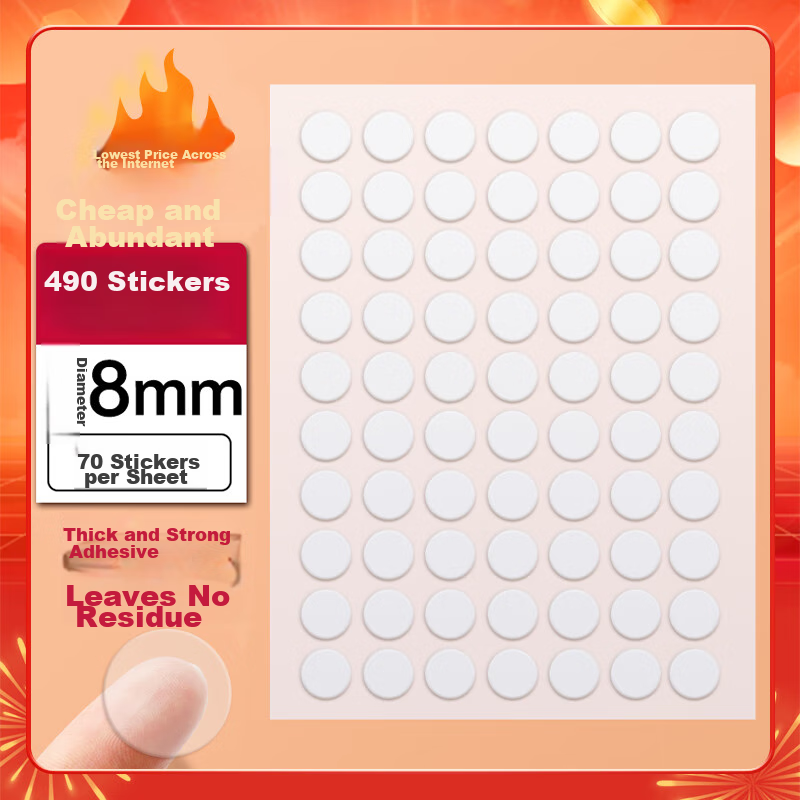 Licao Dot Adhesive, Invisible Glue Round Stickers, Double-Sided Tape Patches, Nano Balloon Dot Adhesive, Easy to Peel Off without Leaving Marks, Strong Wedding Room Decoration Car Stickers, Diameter 8mm, 490 Pieces