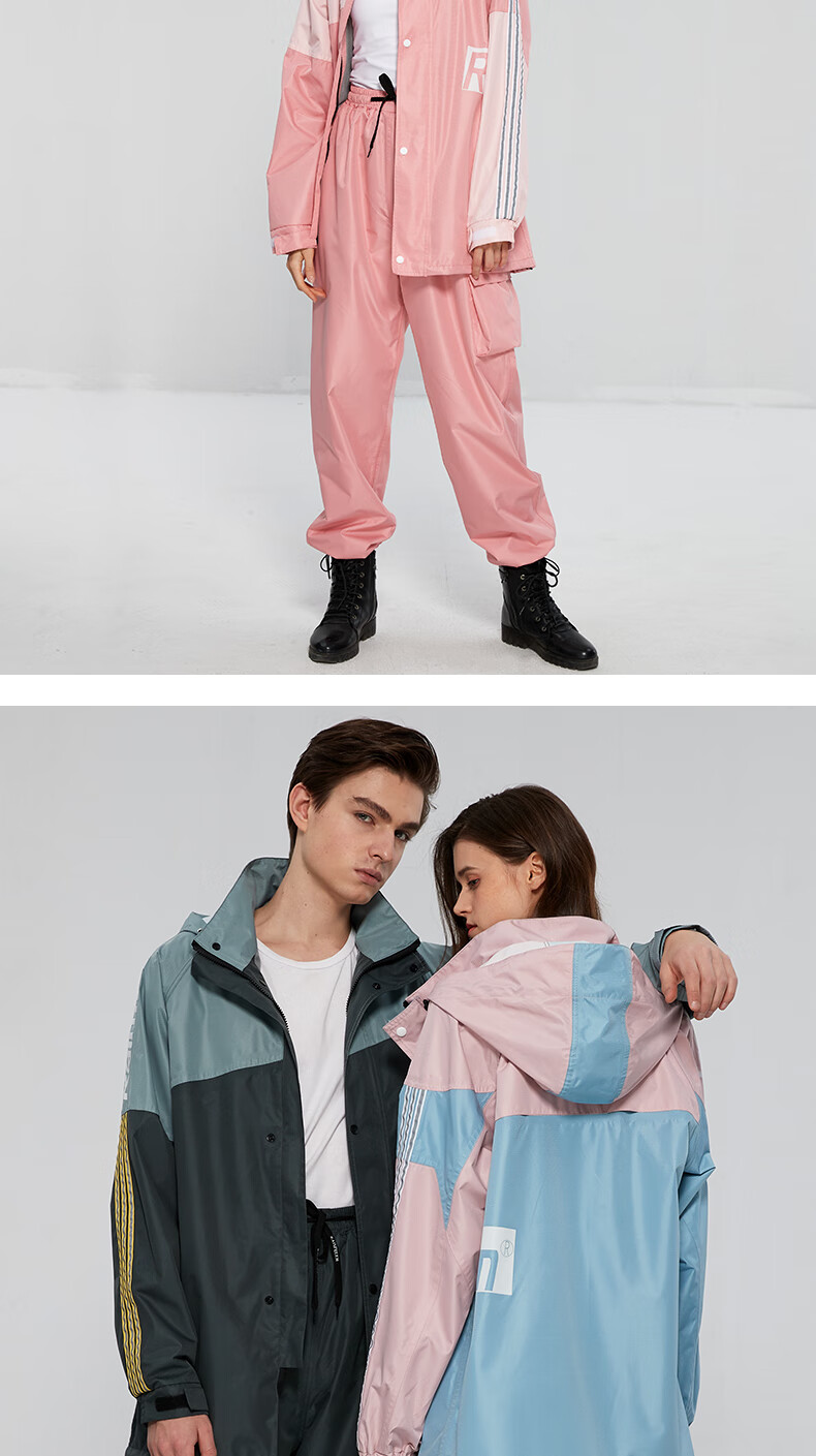 Qinfeimanyuyi Rain Pants Set for Adults, Men And Women, Full-Body Waterproof Jacket, Food Delivery Rider Electric Bike Poncho, Deep Navy Blue 3XL Soft Skin-Friendly Water-Repellent Macaron Color 7