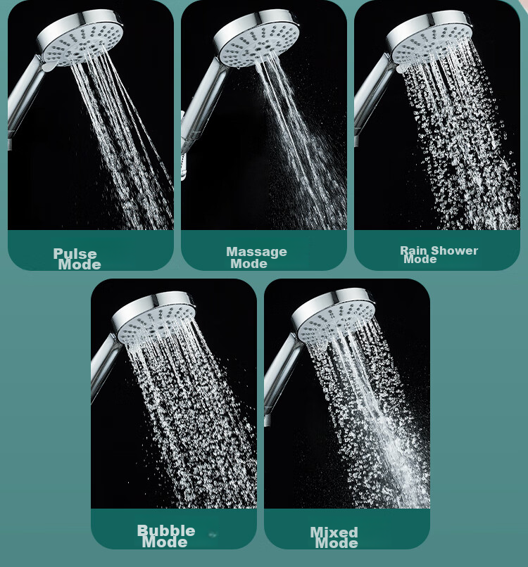 KEGOO Handheld Shower Head Set with 5 Water Settings, Shower Head Hose Base Three-Piece Set K201223 6