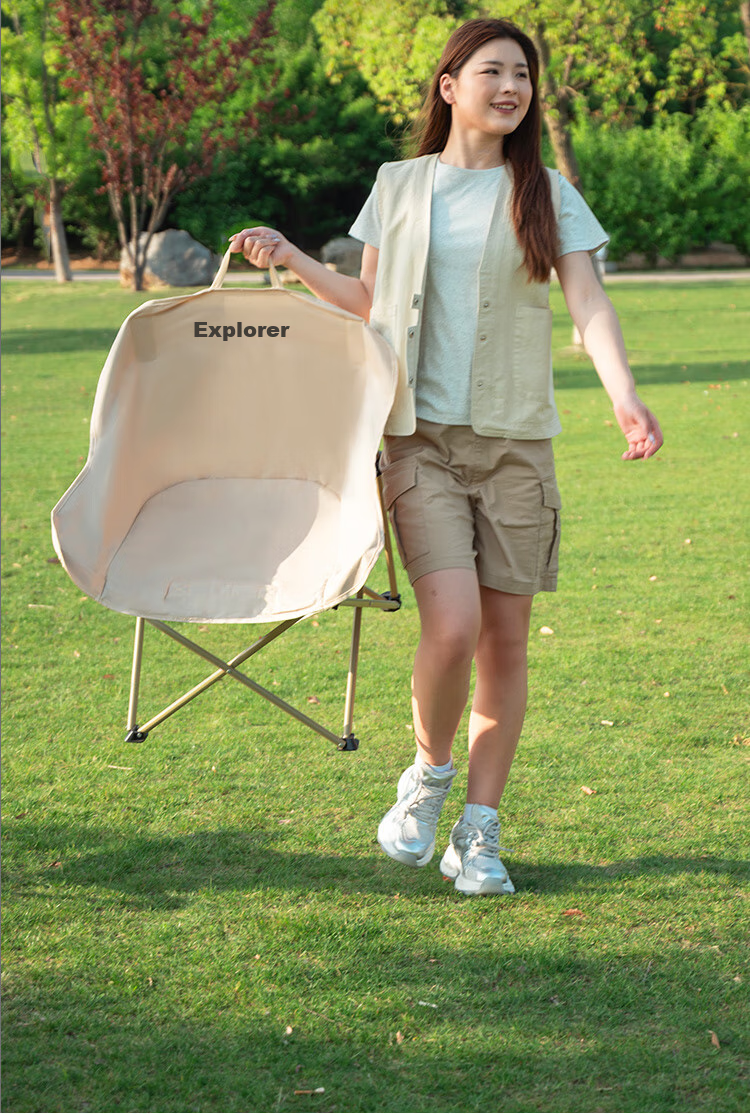TAN XIAN ZHE Outdoor Folding Chair, Camping Moon Chair, Portable Backrest Fishing Stool, Leisure Beach Lounge Chair, Director's Chair 12