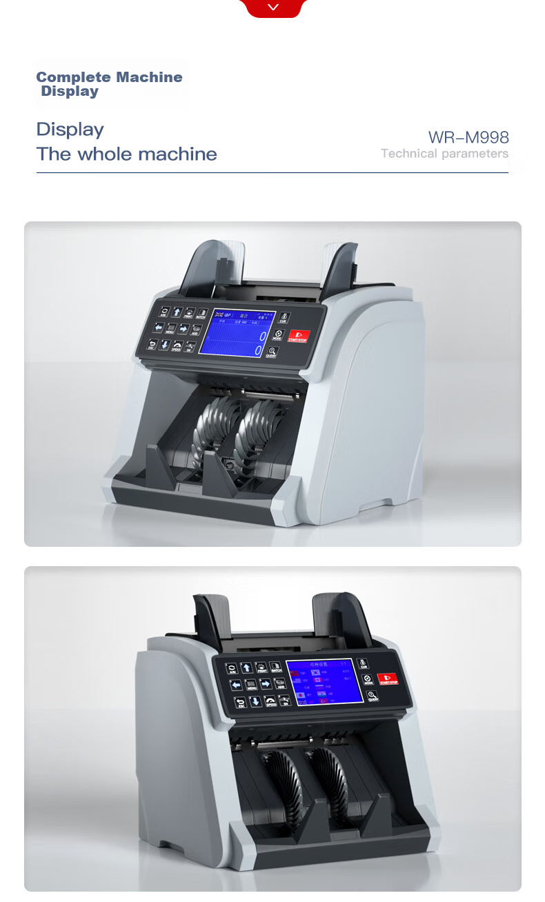 Weirong Multi-Currency Currency Counter for USD, EUR, GBP, JPY, AUD, CAD, INR Bill Sorting Machine WR-M998 12